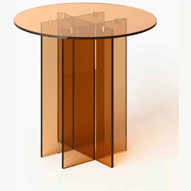 Westwing Collection Ronde glazen eettafel Anouk, verschillende formaten Transparant, Bruin