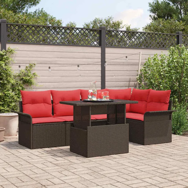 vidaXL Tuin Sofa Set 6 st Bruin Poly riet, foto 2