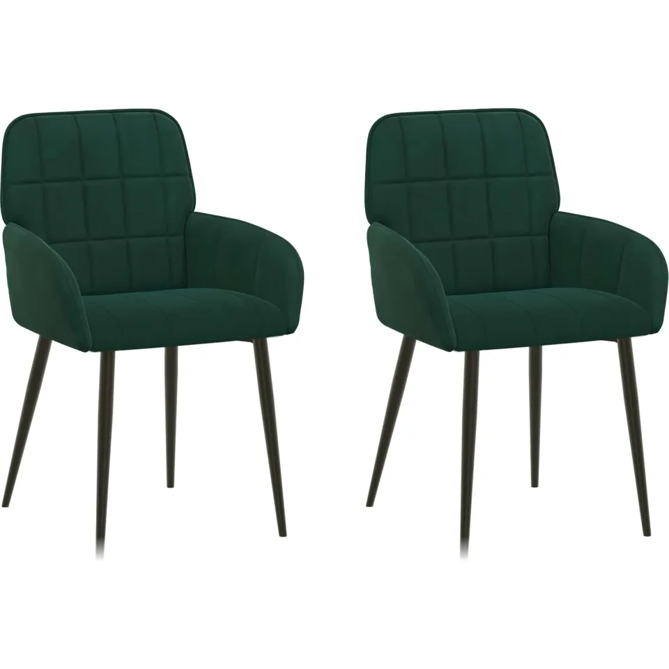 vidaXL Eettafelstoelen 2 st fluweel Donkergroen 56.5 x 50 x 85 cm groen, foto 3
