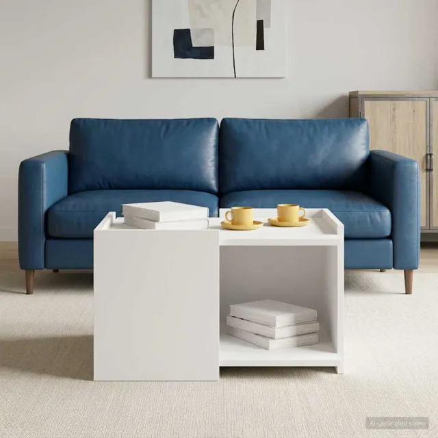 vidaXL Salontafel Wit 50,5 x 50 x 33 cm Bewerkt hout, foto 2