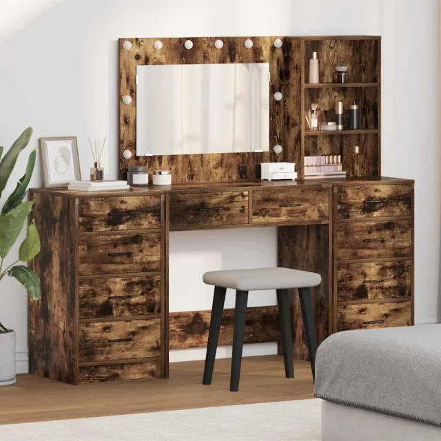 vidaXL Plafondtafel 3 st Gerookt eiken 78,5 x 41 x 135 cm Bewerkt hout, foto 2
