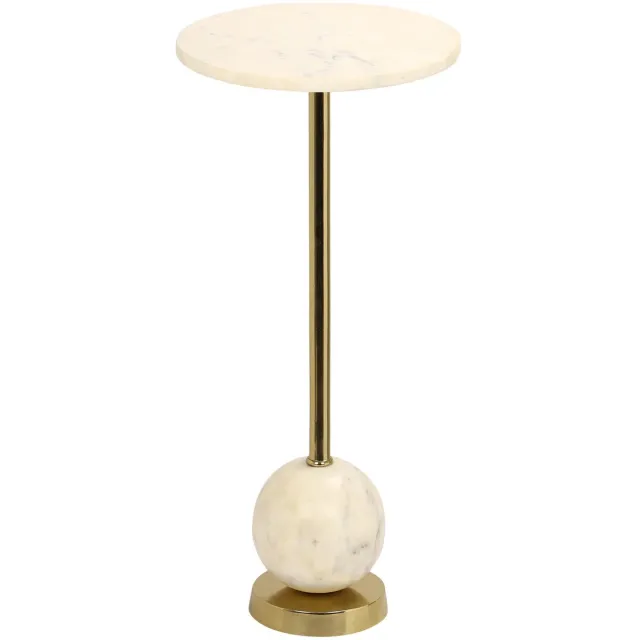 House Nordic Bijzettafel Salo Koper/Marmer Ø25,5x54cm
