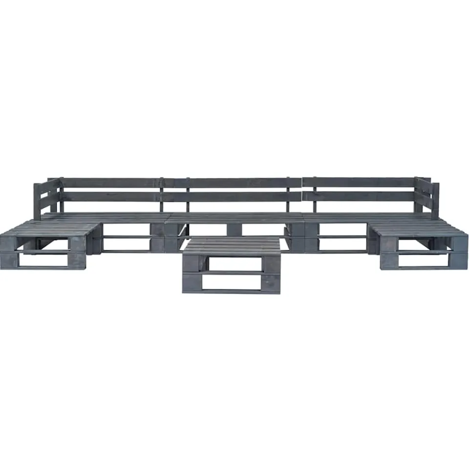 vidaXL 6-delige Loungeset pallet hout grijs, foto 2