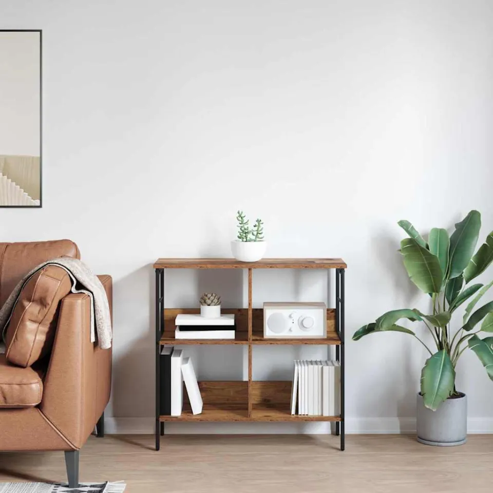 vidaXL Boekenkast 4-laags 82 x 32 x 79 cm Bewerkt hout Oud Hout bruin, foto 3