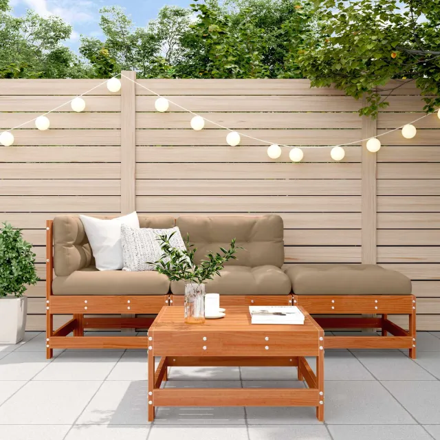 vidaXL Tuin loungeset 4 st Wasbruin Massief grenenhout bruin, foto 2