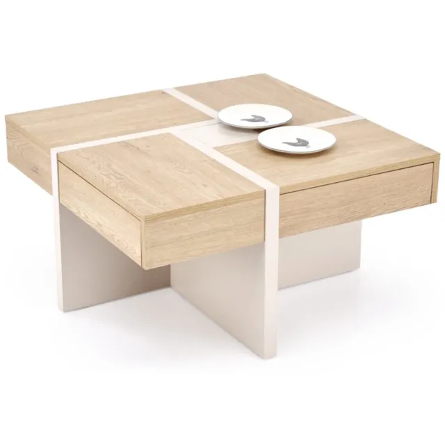 home style Vierkant salontafel Sevilla 80x80 cm Kashmir met lades Bruin