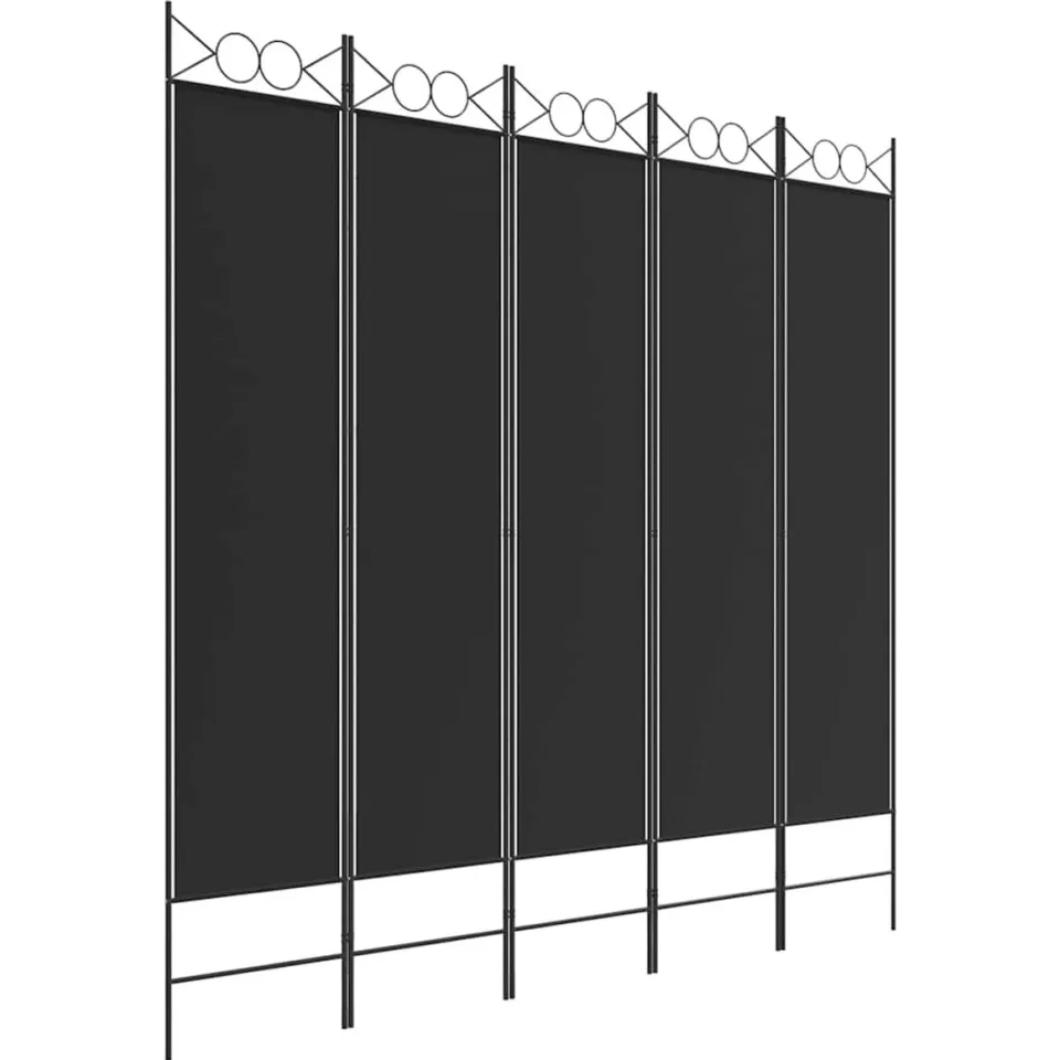 vidaXL Kamerscherm met 5 panelen 200x200 cm stof zwart, foto 3