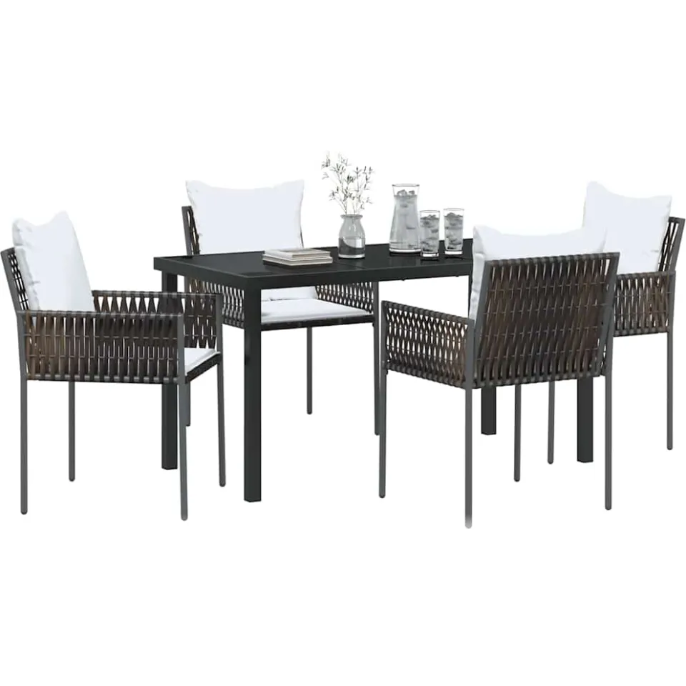 vidaXL Tuin eettafelset 5 st Bruin en zwart PE Rattan