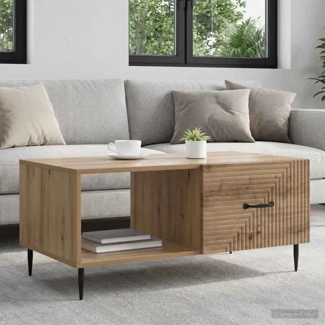 vidaXL Salontafel Artisanaal eiken 90 x 50 x 40 cm Bewerkt hout Bruin