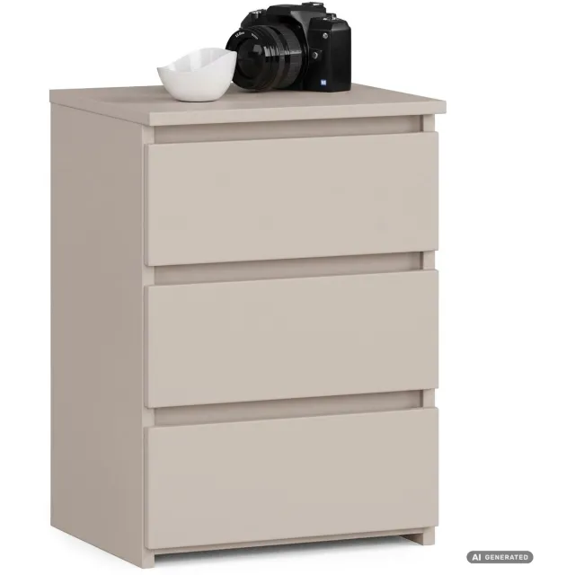Akord Nachtkastje CL3 / Kasjmier / 40 cm / 3 Lades / Front Kasjmier / 40 x 57 x 35 cm