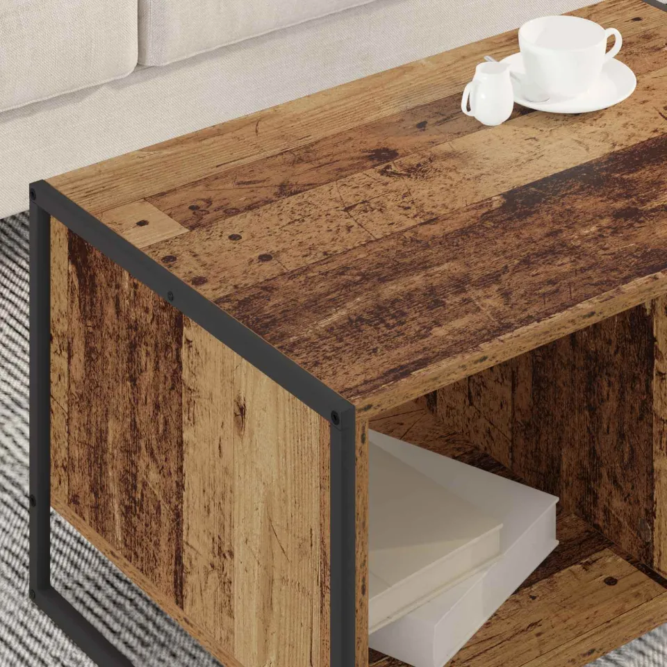 vidaXL Salontafel Oud Hout 80 x 50 x 40 cm Bewerkt hout bruin, foto 4