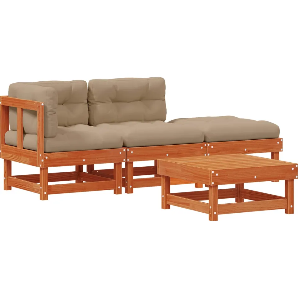 vidaXL Tuin loungeset 4 st Wasbruin Massief grenenhout bruin, foto 3