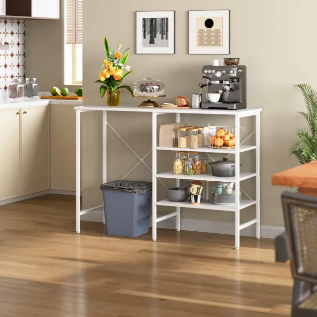 COVREO Sidetable 120 x 40 x 85,5 cm wit, MDF en metaal met opbergruimte