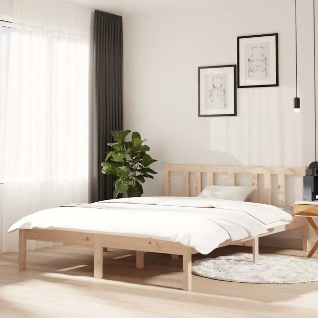 vidaXL Bedframe massief hout 135x190 cm Double Bruin