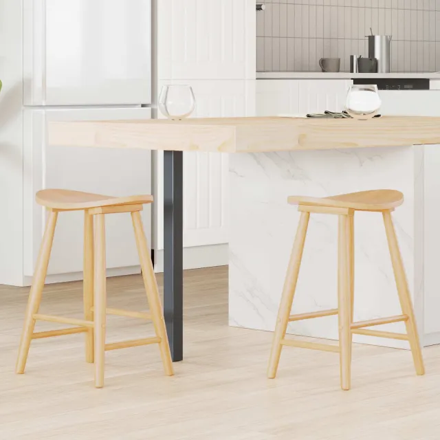 vidaXL Eettafelstoelen 2 st Massief Rubberhout Naturel 46 x 37 x 63 cm, foto 2