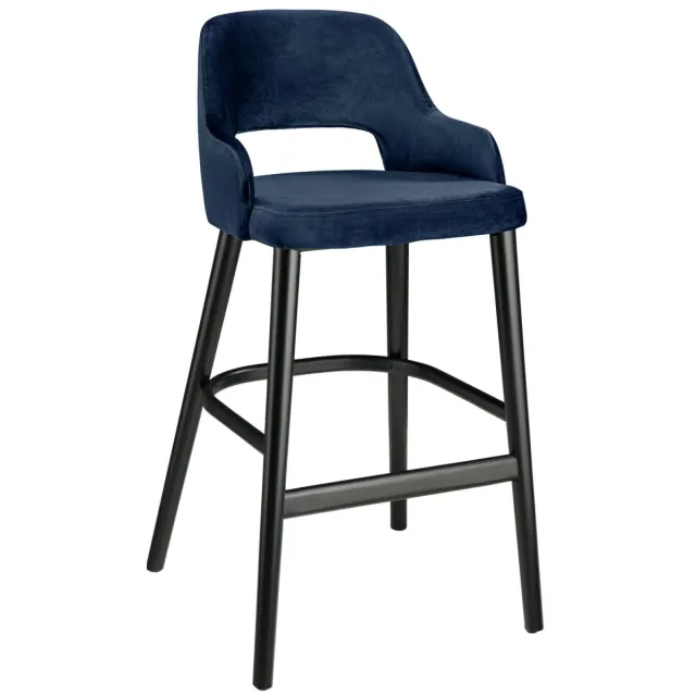 Vega Barstoel Tonda; 53x62x103 cm (BxDxH); zitting donkerblauw, frame zwart