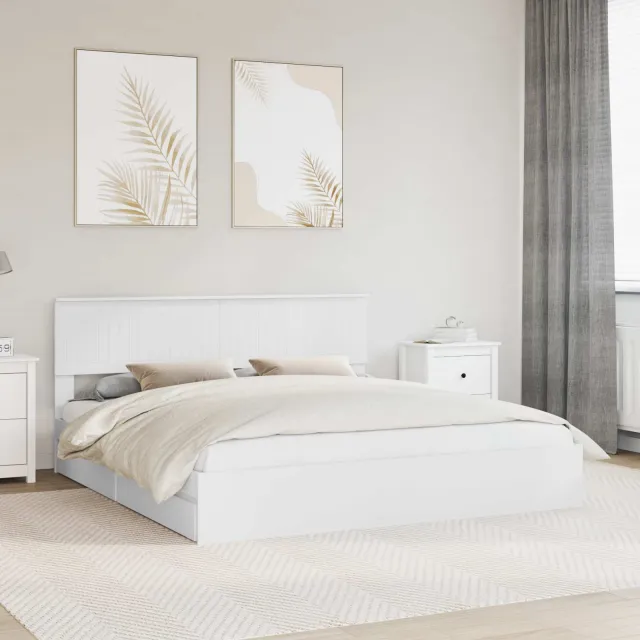 vidaXL Opslag bed met lade met opslag Wit 180 x 200 cm Bewerkt hout