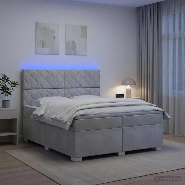 vidaXL Boxspringbed met matras Lichtgrijs 200 x 200 cm Fluweel