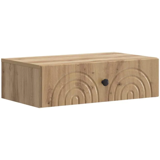 vidaXL Wandgemonteerde - Zijtafel - 59 - x - 34,5 - x - 17 - cm - Bewerkt - hout Artisanaal eiken