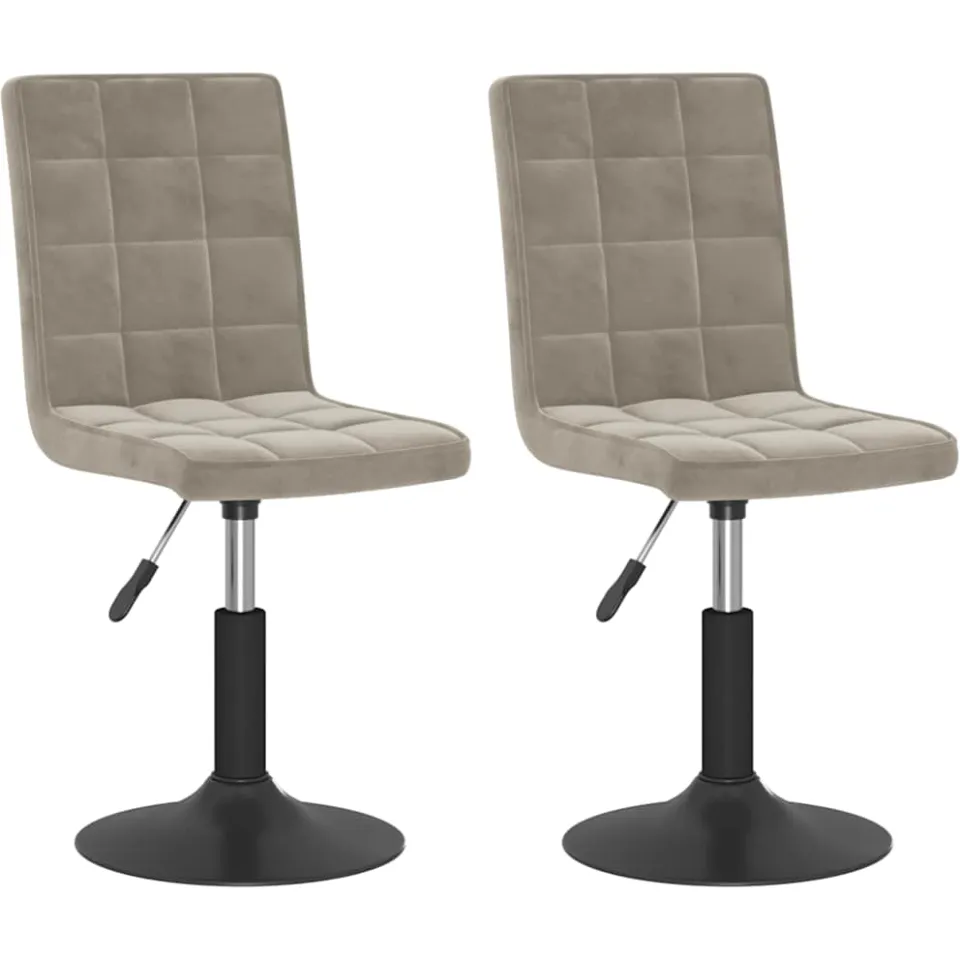 vidaXL Eetkamerstoelen draaibaar 2 st fluweel lichtgrijs grijs, foto 3