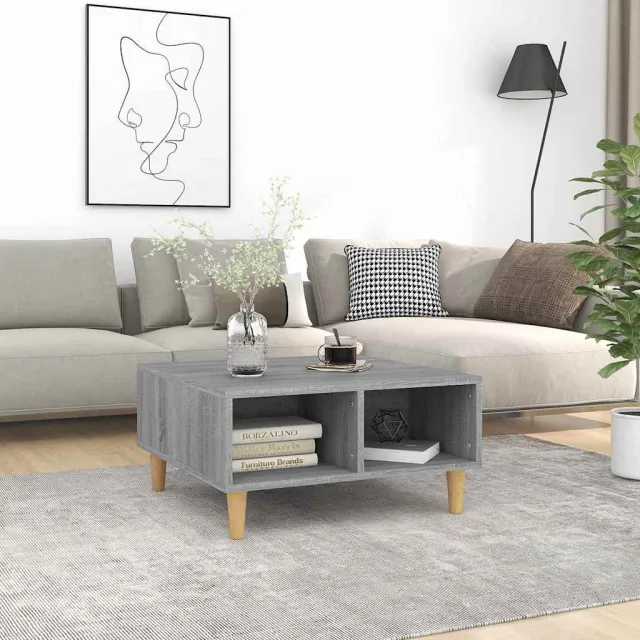 vidaXL Salontafel 60x60x30 cm bewerkt hout grijs sonoma eikenkleurig, foto 2