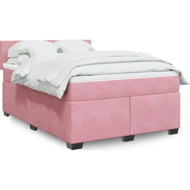 vidaXL Boxspring met matras fluweel roze 160x200 cm