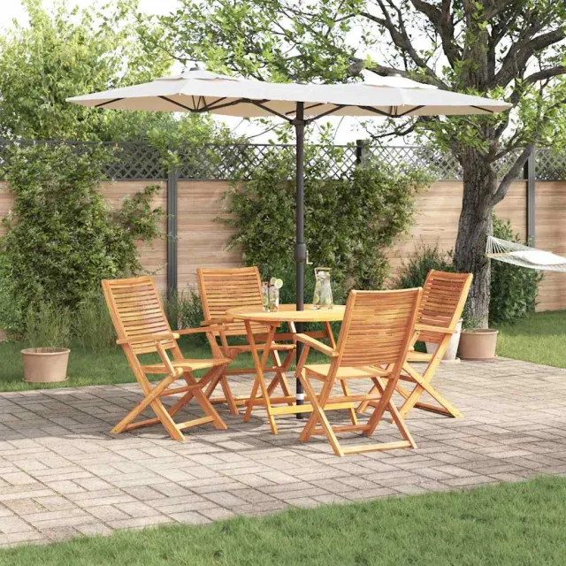 vidaXL Tuin eettafelset 5 st Bruin Massief Acaciahout