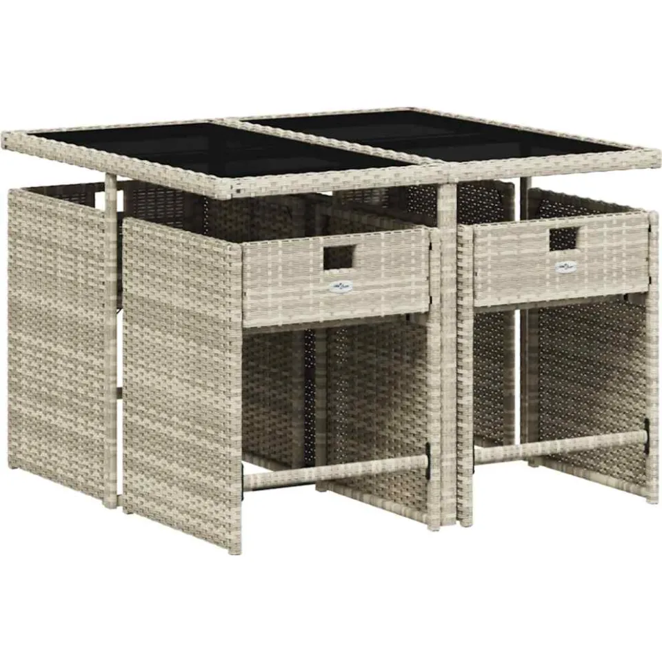 vidaXL 5-delige Tuinset met kussens poly rattan lichtgrijs grijs, foto 3