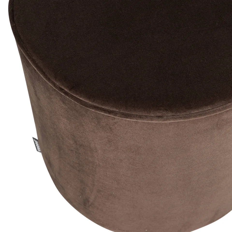 WOOOD Sara Poef Hoog 46xØ46 cm - Velvet - Donkerbruin, foto 3