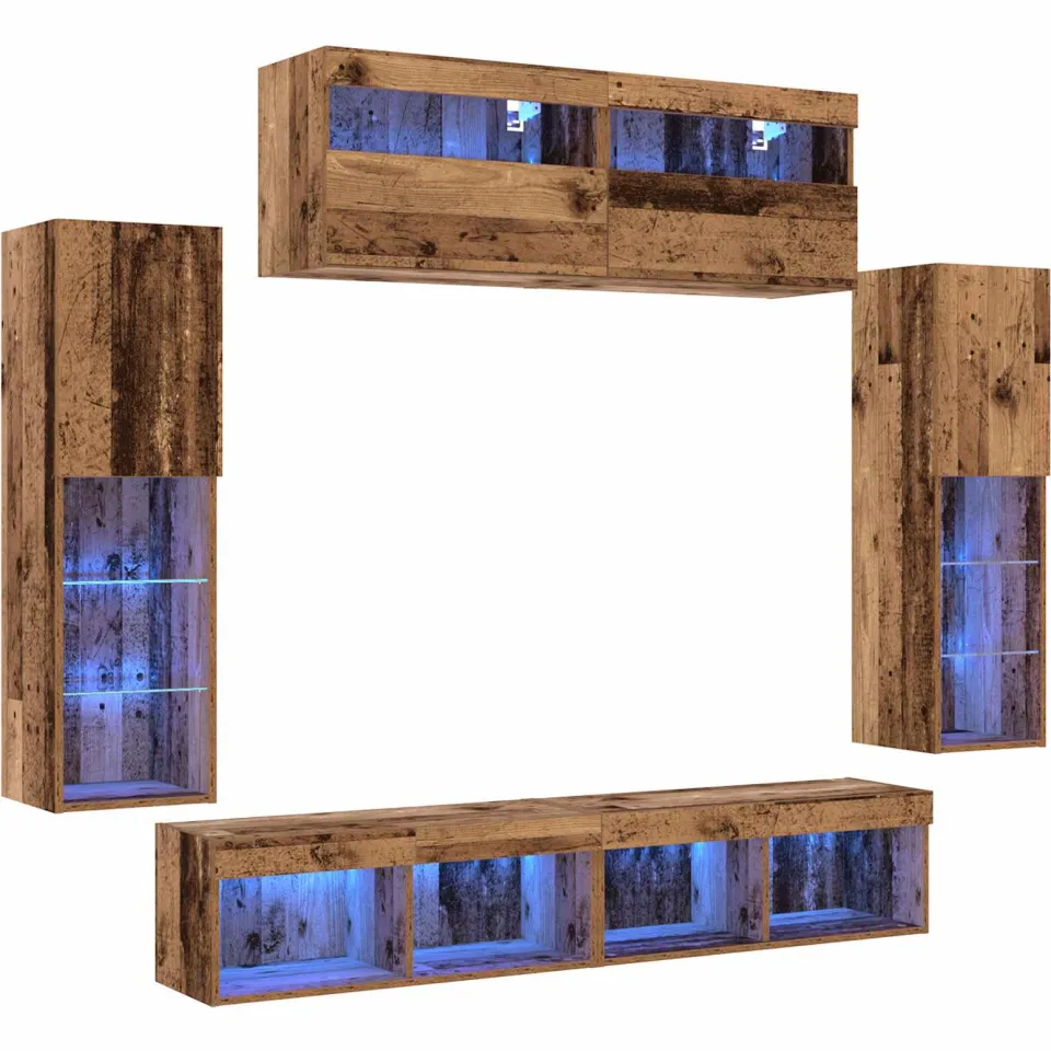 vidaXL Tv-meubelset 6 st 30,5 x 30 x 102 cm Oud hout bruin, foto 4