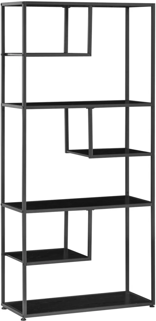 ´merkloo Boekenkast met 7 niveaus, stalen frame, industriële stijl, voor woonkamer, slaapkamer, keuken, 83 x 34 x 180 cm, Zwart Noir