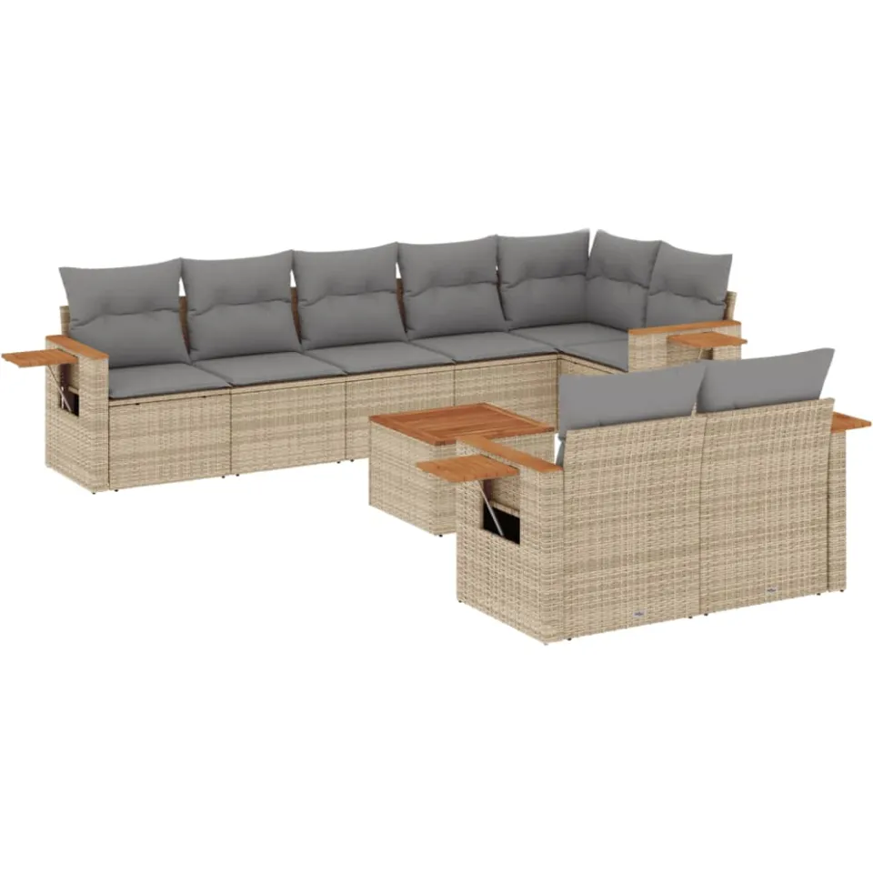 vidaXL Patio Sofa Set 9-zits Beige en Grijs, foto 3