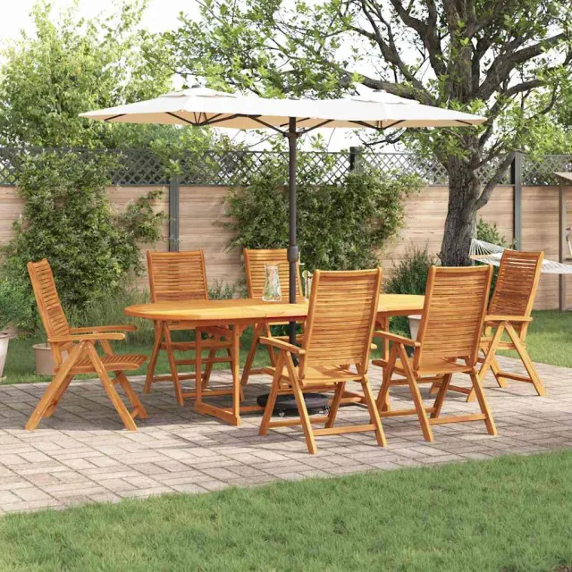vidaXL Tuin eettafelset 7 st Bruin Massief Acaciahout