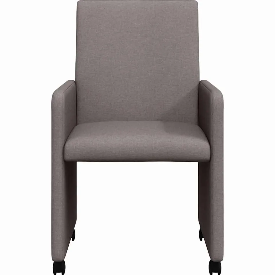 vidaXL Eetkamerstoelen met Wieltjes 2 st Stof Taupe 57 x 66 x 94 cm, foto 4