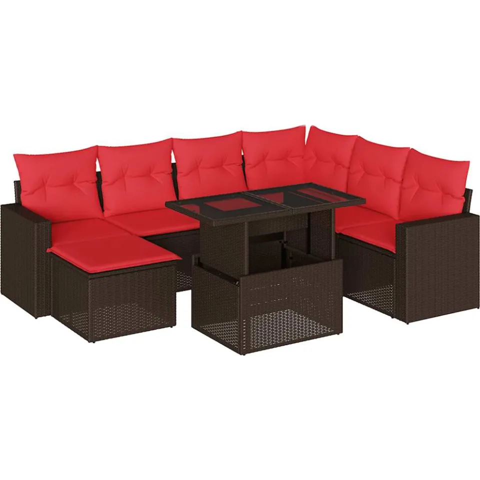 vidaXL 8-delige tuinbankset met kussens, bruin polyrotan, foto 3