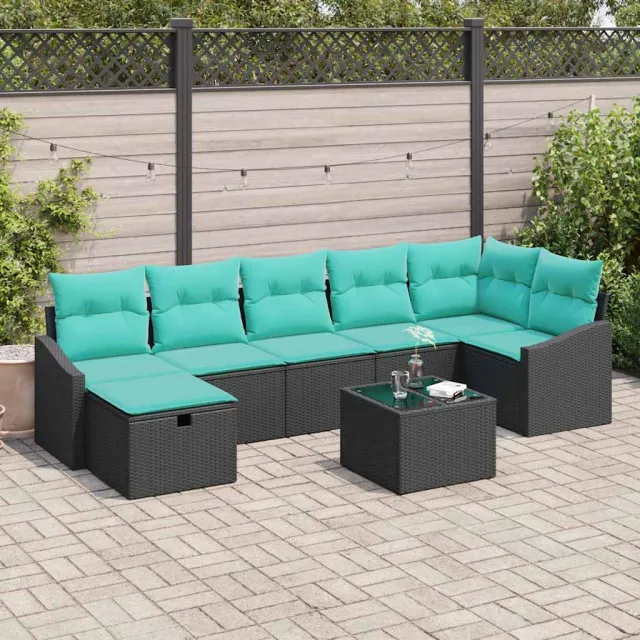 vidaXL Bankstel 8 st poly rattan Zwart