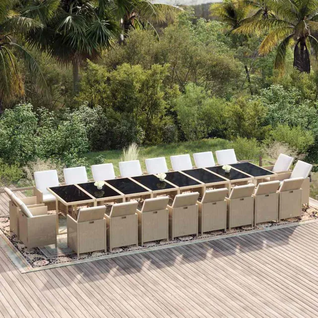 vidaXL 21-delige Tuinset met kussens poly rattan beige, foto 2