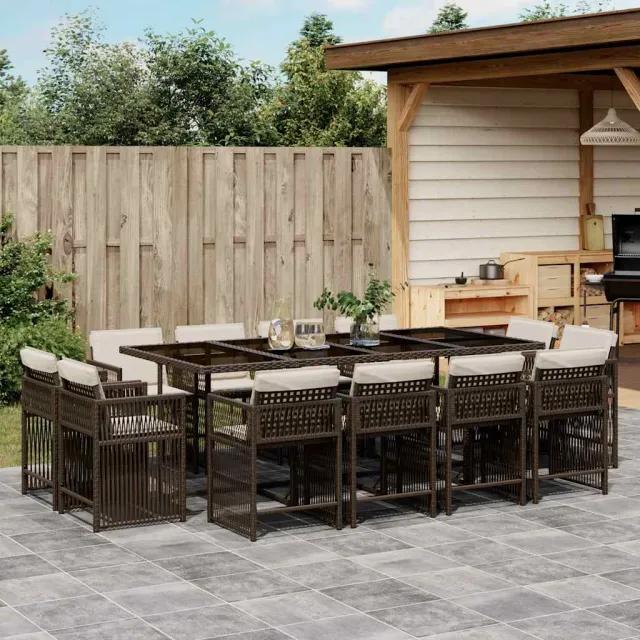 vidaXL 13-delige Tuinset met kussens poly rattan bruin, foto 2