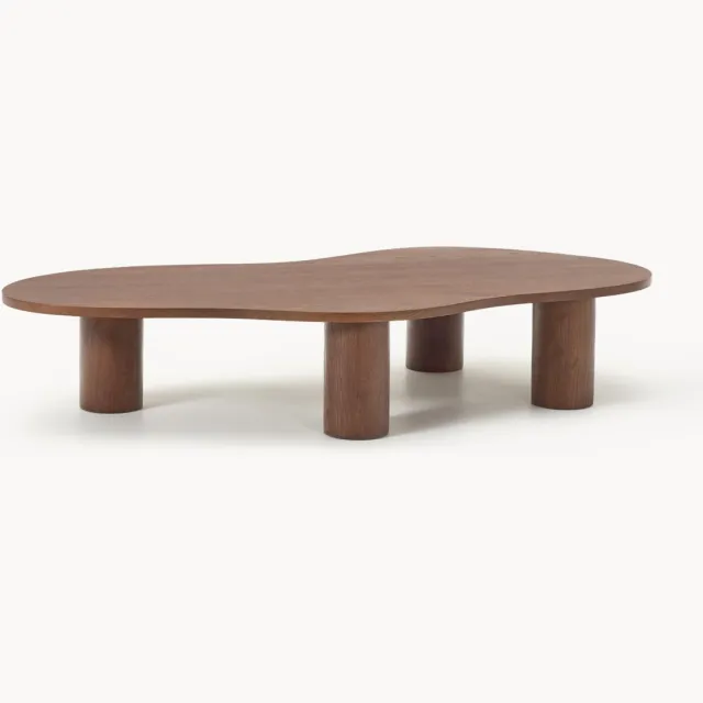 Westwing Collection XL salontafel Didi van eikenhout in organische vorm Bruin