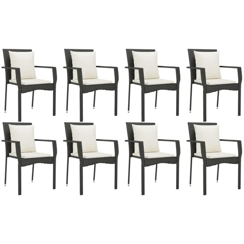 vidaXL 9-delige Loungeset met kussens poly rattan zwart, foto 3