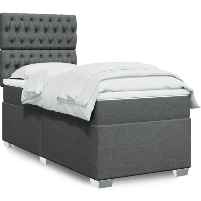 vidaXL Boxspring met matras stof donkergrijs 80x200 cm grijs