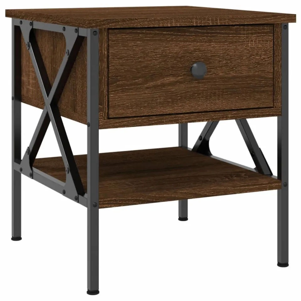 vidaXL Nachtkastjes 2 st 40x42x45 cm bewerkt hout bruin eikenkleur