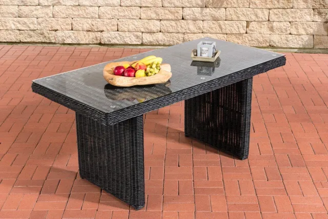 In And Outdoormatch tuintafel Deluxe - tuintafel kunststof - tuintafels - tafel - Glazen tafel - 80 x 160 x 74 cm Black