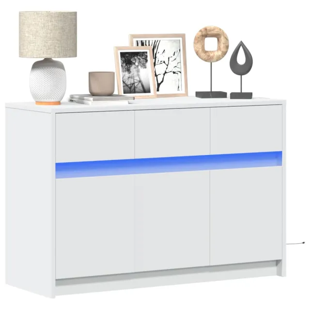 vidaXL Tv-meubel met LED 91x34x61 cm bewerkt hout wit, foto 2