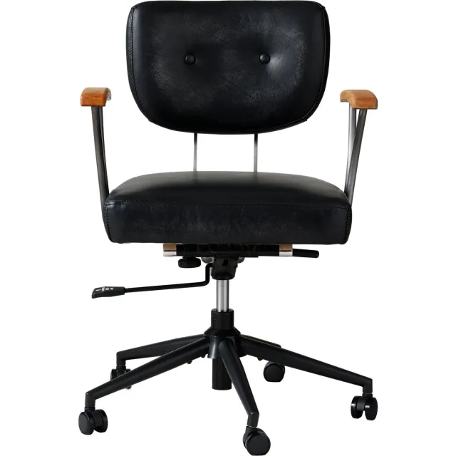 COVREO Bureaustoel 64,8 x 31 x 86,9 cm zwart leer, met wielen en armleuningen