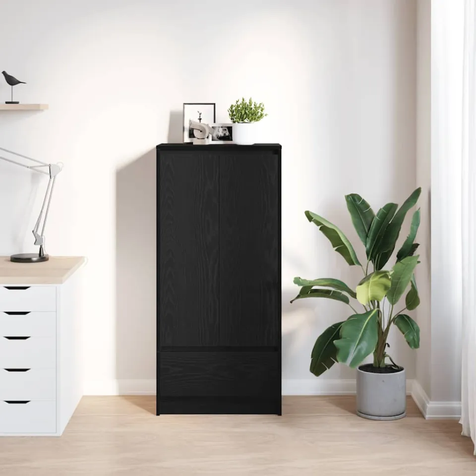 vidaXL Kast met lade 55,5x34x119,5 cm spaanplaat zwart eikenkleurig, foto 3