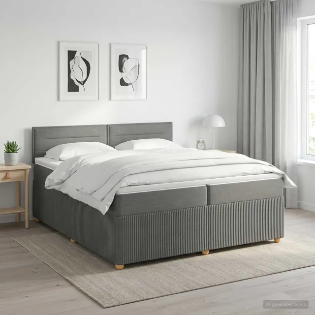 vidaXL Boxspringbed met matras Donkergrijs 200 x 200 cm Stof