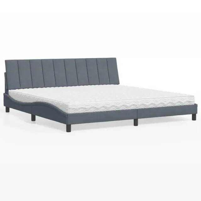 vidaXL Bed met matras "Hanko" fluweel donkergrijs 200x200 cm