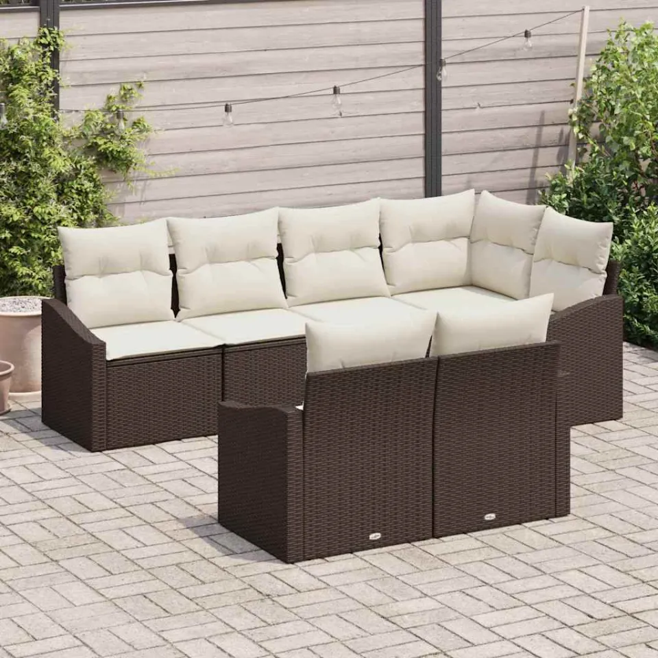 vidaXL Bankstel 7 st Bruin poly rattan, foto 2