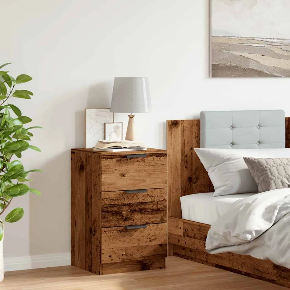 vidaXL Nachtkastje 40x36x65 cm bewerkt hout oud houtkleurig bruin, foto 3